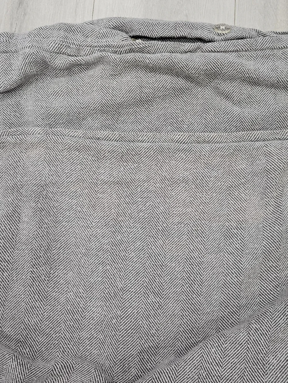 West Elm KING Gray Blue Herringbone Stripe Duvet Cover Organic Cotton Heavy